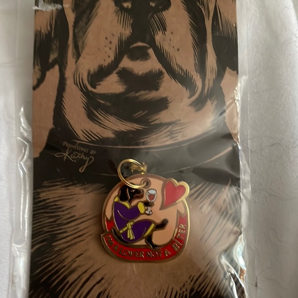 Dog charm. New, Primitives by Kathy, metal & enamel. “I’m a lover, not a biter” - Picture 1 of 4